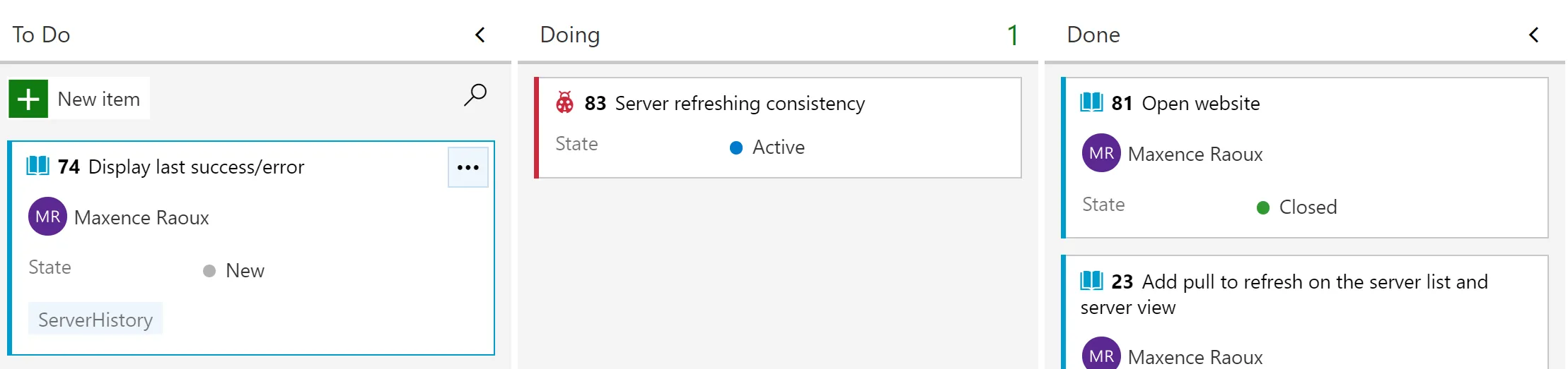 IsMyServerOnline - Devops kaban board